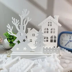 House Christmas Tree Candle Holder Silicone Mold DIY Christmas Ornament Candlestick Crafts Making Plaster Resin Casting Molds