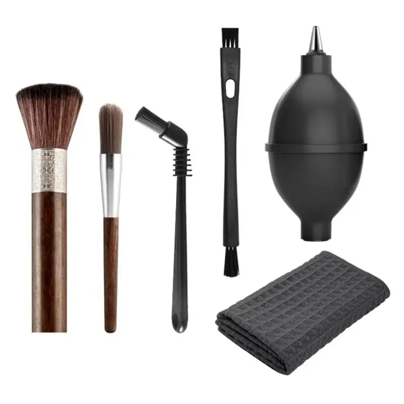 B62B-6 Pieces Coffee Brush Set Wooden Cleaning Brush Cleaning Towel And Espresso Brush For Coffee Machine Group Head