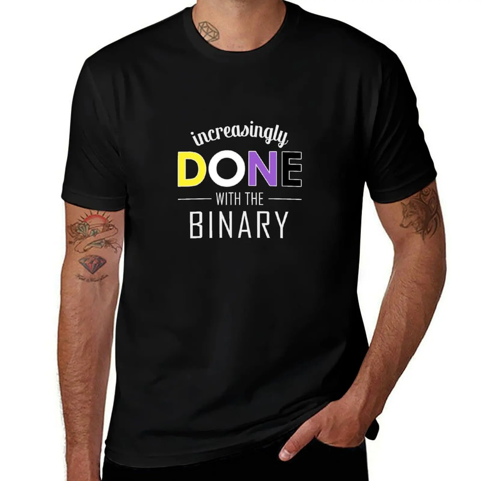 Increasingly Done with the Binary (light text) T-Shirt All Weather Casual Short Sleeve T-Shirt