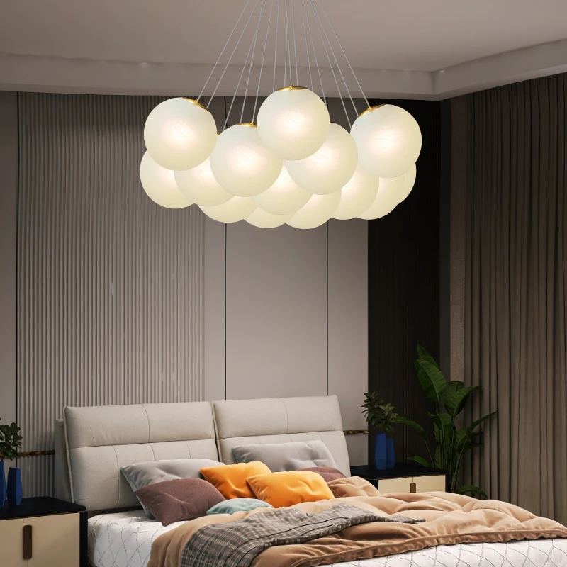 Blown Glass Pendant Light Restaurant Indoor Living Room Pendant Chandelier Nordic Modern Bedroom Led Ceiling Hanging Lamp