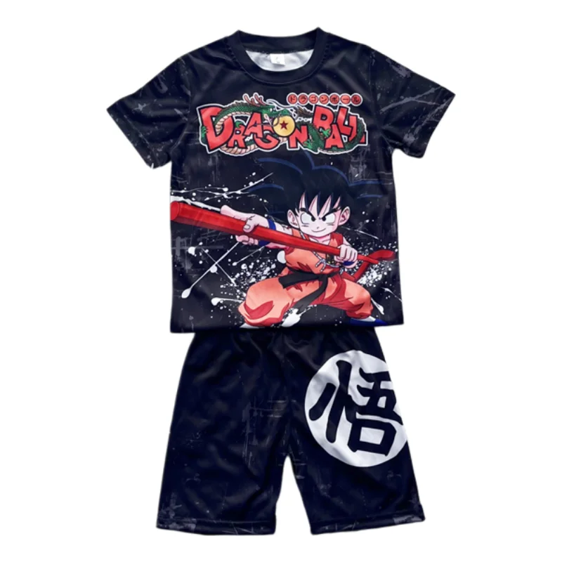 Conjunto Deportivo de Verano para Niños y Adultos, Camiseta y Pantalones Cortos de Anime Clásico Dragon Ball de Bandai, Secado Rápido, Suave y Ligero