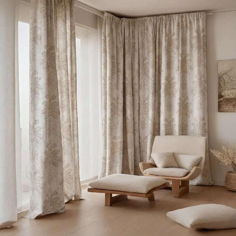 

Cream Style Cotton and Linen Curtains Linen Tulle Curtains for Living Dining Room Bedroom Custom Size Decoration Luxury Drapes