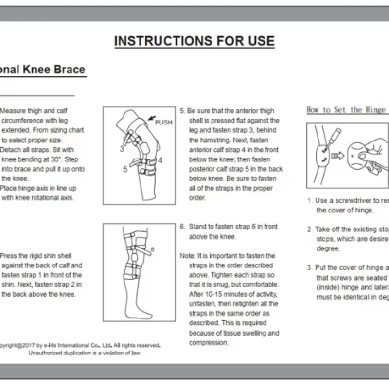 E-KN034 Adjustable Functional Postop Orthopedic Polycentric Rom Hinge Acl Knee Brace Support