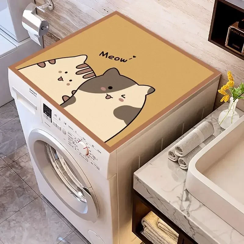 Retro Patterns Washing Machine Dust Cover Kitchen Drain Pads Waterproof Oven Microwave Cover  Mats Anti-Slip Kitchen