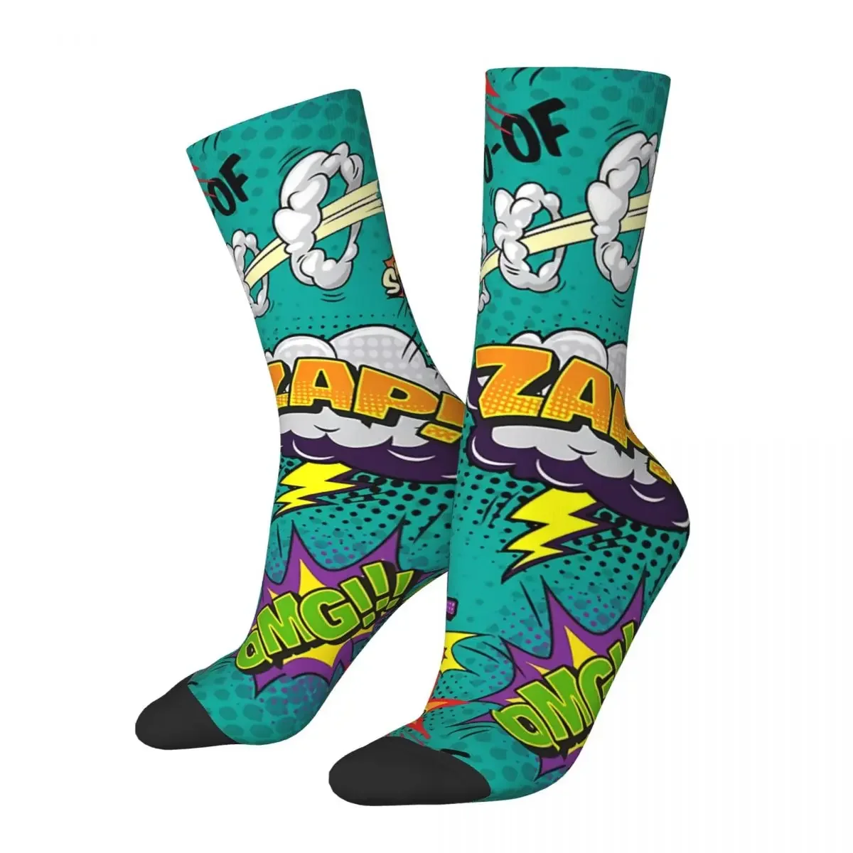 Happy Retro Comic Elements Comic Art Retro Vintage Comics Crazy Men's Socks Unisex Comic Book Lover Harajuku Pattern Crew Sock