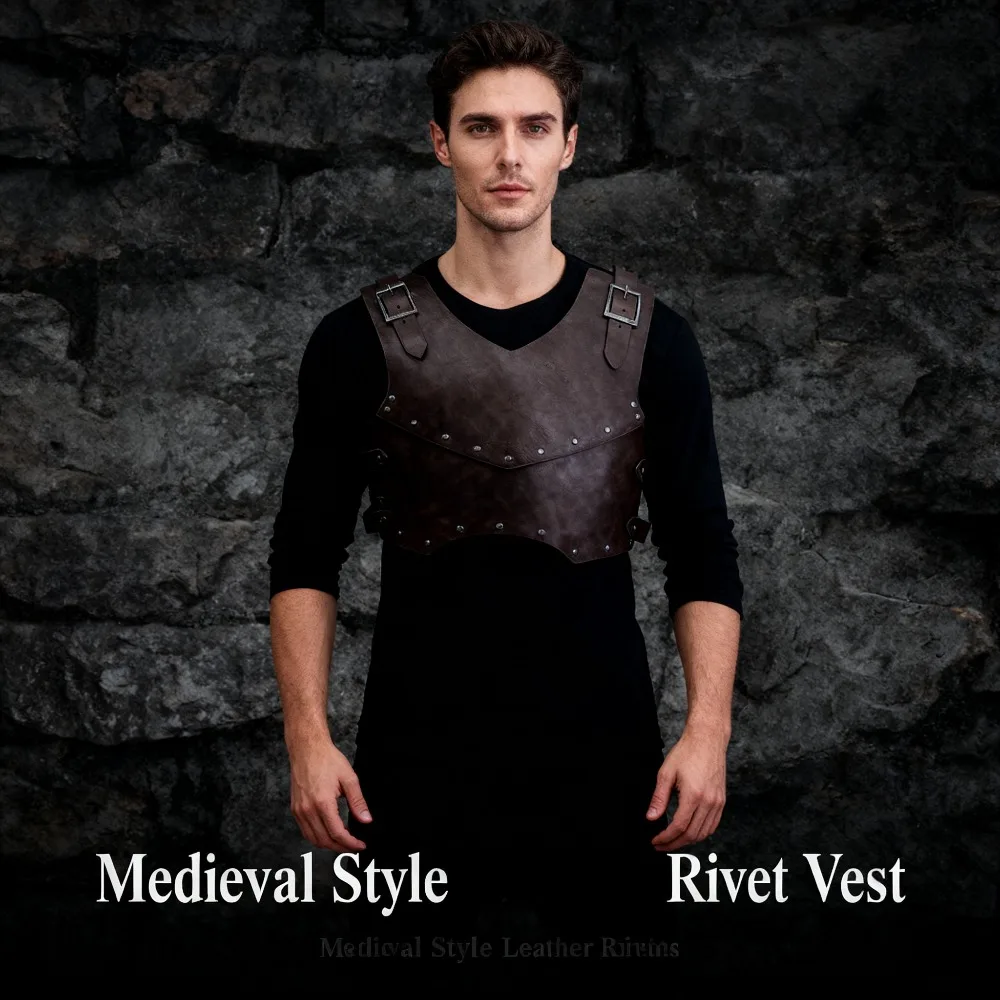 อุปกรณ์ประกอบคอสเพลย์สไตล์ไวกิ้งยุคกลาง - เกราะครึ่งตัวสองชั้นแบบย้อนยุคสไตล์นอร์ดิก อุปกรณ์เสริมสำหรับการสวมบทบาท