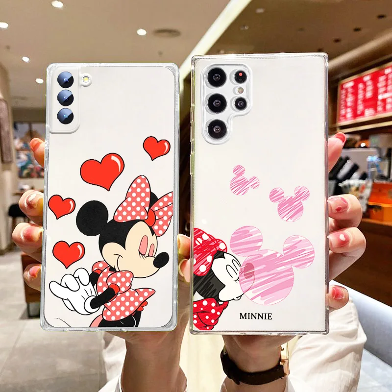 

Mickey Mouse Anime Phone Case For Samsung Galaxy S22 S21 S20 FE S10e S9 S8 Ultra Plus Lite Transparent Back Cover