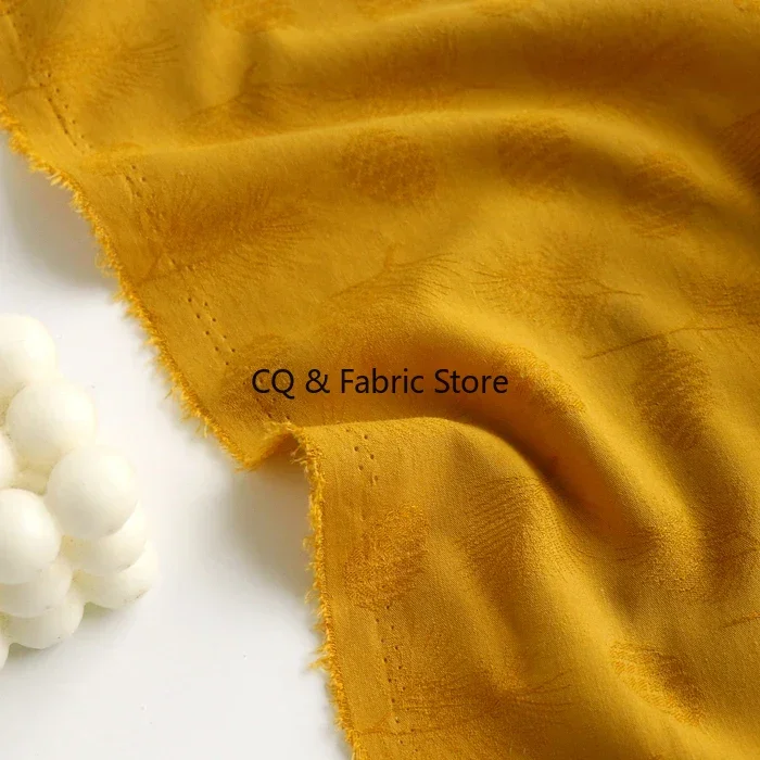 

Dark Yellow Leaf Pine Cone Pattern Jacquard Cotton And Linen Fabric Chinese Style Clothing Dress Cheongsam Handmade DIY Fabric