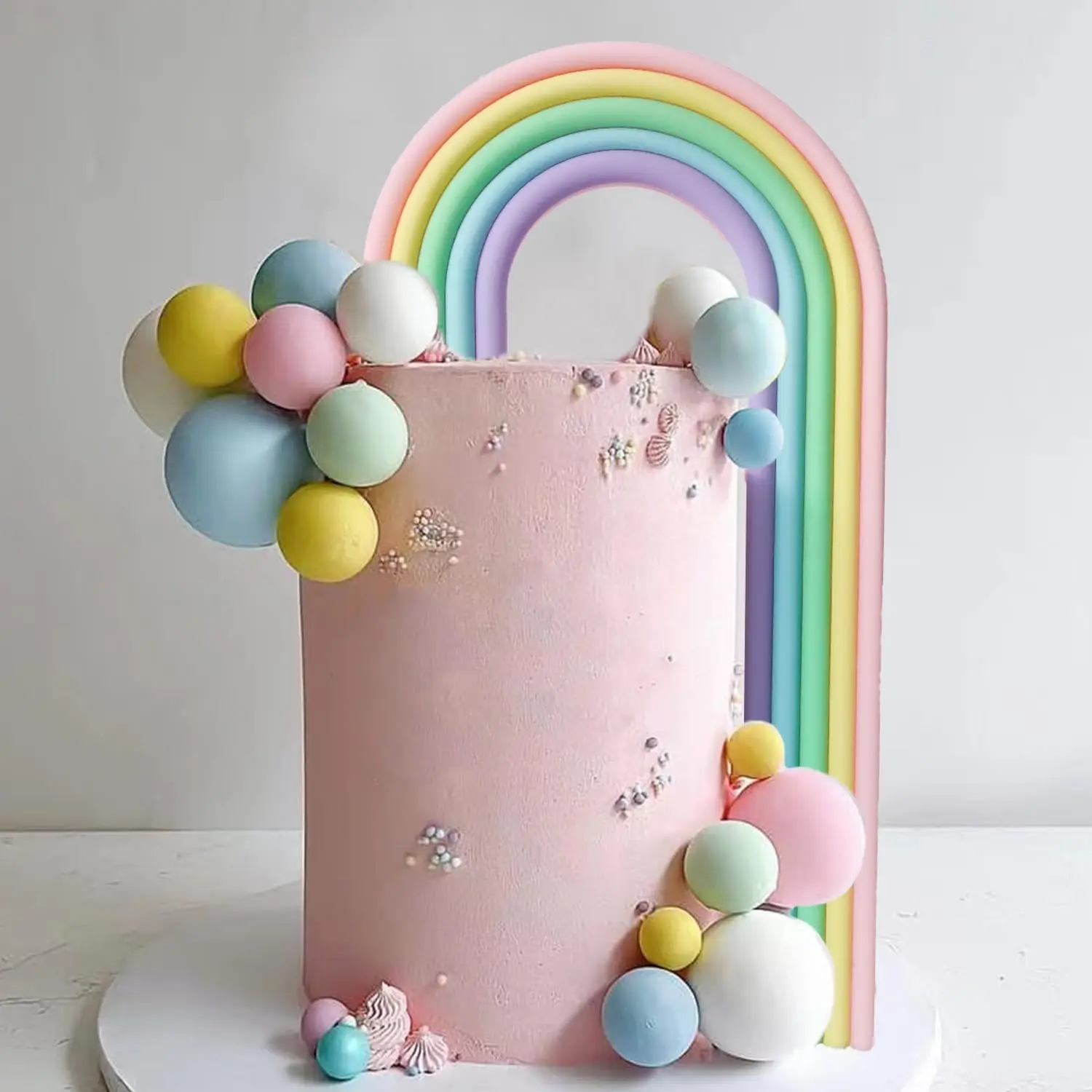 28 Stück Regenbogen-Kuchenaufsätze, bunte Kugeln, Kuchendekorationen für Hochzeit, Babyparty, Mädchen, Jungen, Geburtstag, Partyzubehör – Detail 3