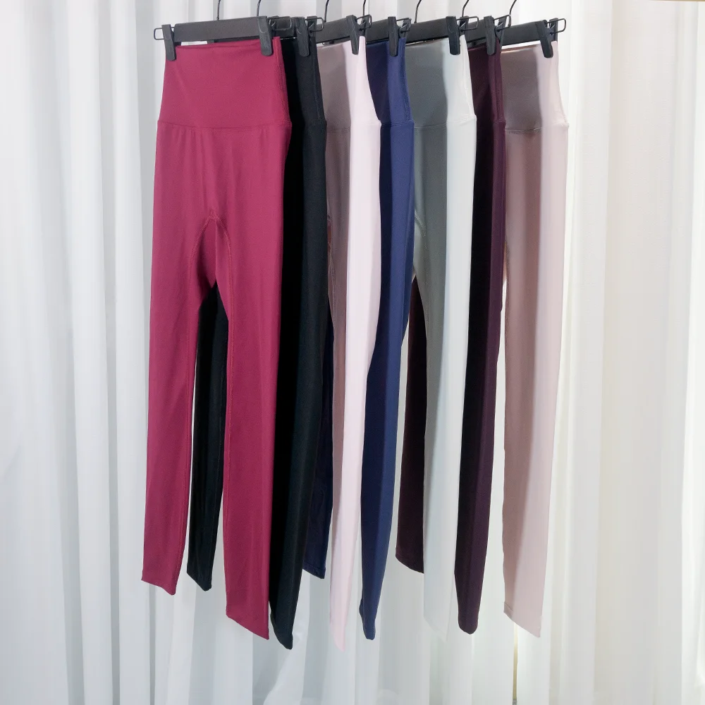 Yoga-Hose mit hoher Elastizität, keine peinlichen Nähte, 7/8-Länge, schnelltrocknend, für Damen, hüftformend, eng anliegend, hoher Bund, Naked-Feeling