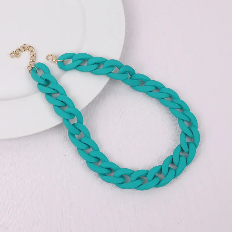 FishSheep Trendy Colorful Acrylic Chain Choker Necklaces For Women Statement Matte Resin Wide Chain Collar Neck Jewelry 2022 New image 3