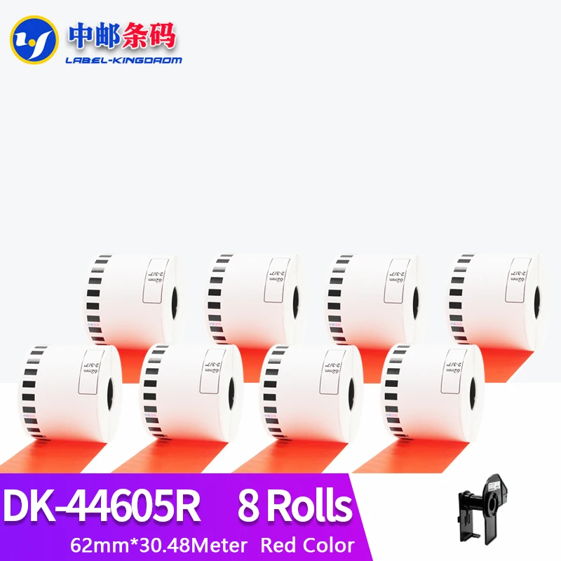 

8 Rolls Compatible DK-44605 Red Color Label 62mm*30.48M Continuous for Brother Thermal Printer QL-700/QL-800/QL-1060