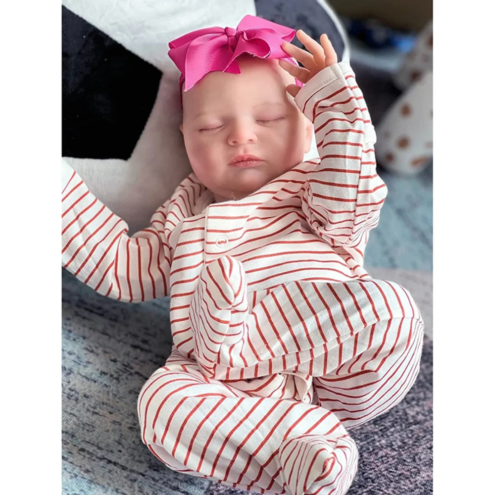 

19inch Reborn Baby Doll Laura 3D Skin Hand Detailed Painted Skin Visible Veins Lifelike Newborn Baby Size Doll Toys for Girls