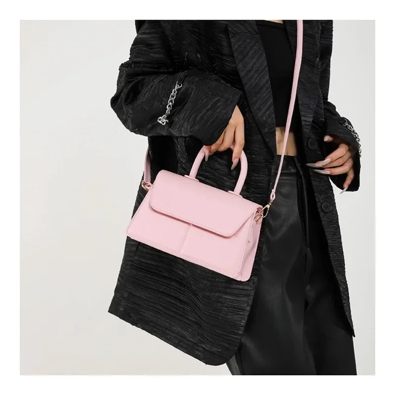 Portable French Simple Personalized Casual Women's Bag 2024 New Fashion Texture Trend Single Shoulder Crossbody Small Square Bag