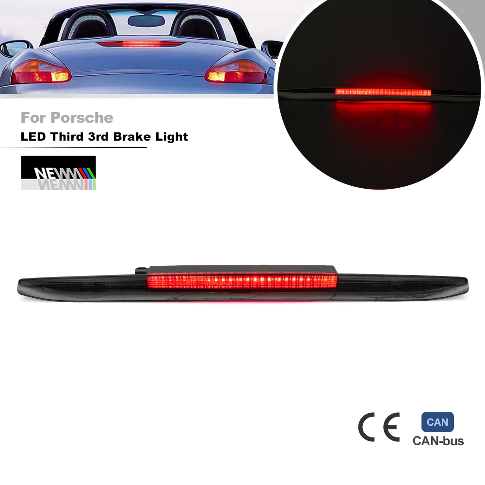 Smoked For Porsche Boxster Roadster 986 Chassis 1996-2004 LED Center Third 3rd Brake Light Rear Tail Stop Signal Lamp