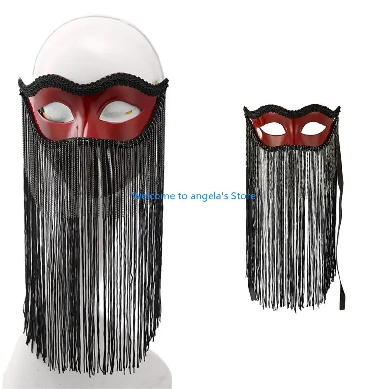 X4yc masquerades masker mardi gras masker masker kanten vossen katten gezichtsmasker met bloemen kwastjes fringe sluier half