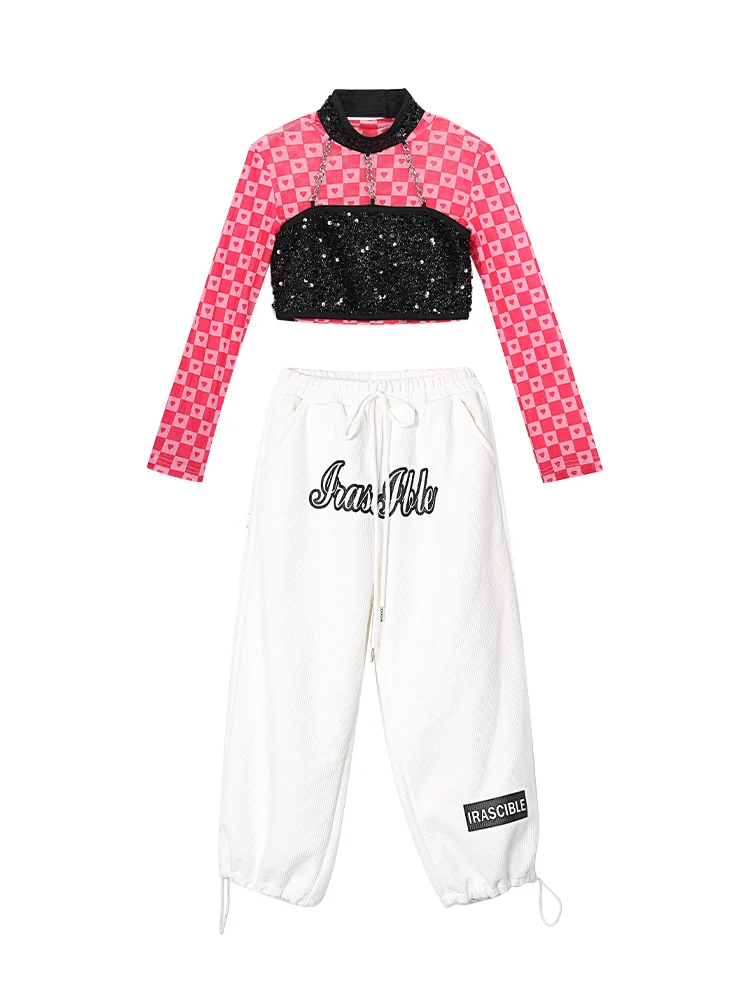 Children's Hip Hop Jazz Dance Fashion Costume Cool And Handsome Girls' Performance Suit Top Practice Clothes Women