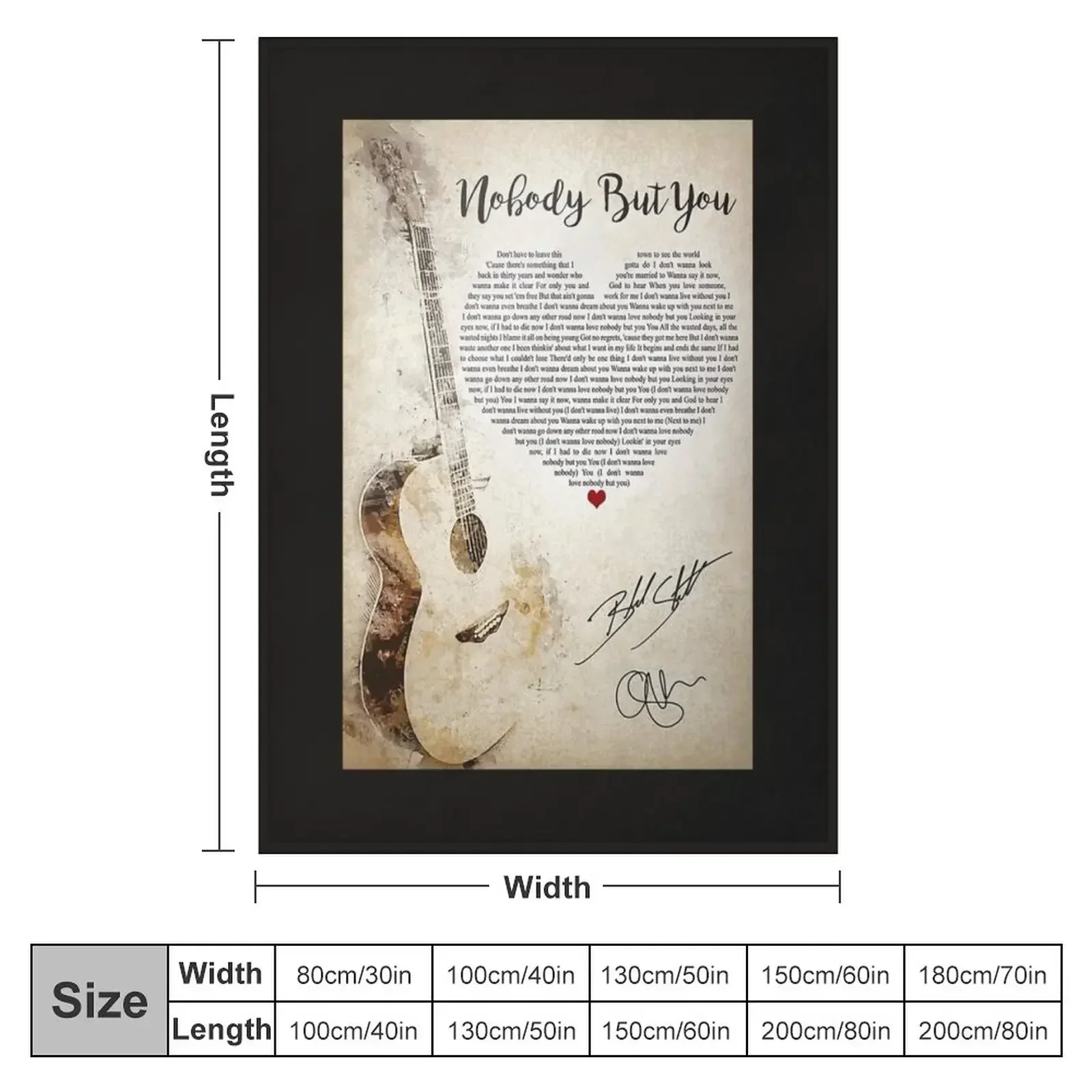 Nobody But You Lyrics Blake Shelton Signature Poster Throw Blanket couch cozy soft plush fuzzy picnic outdoor blanket