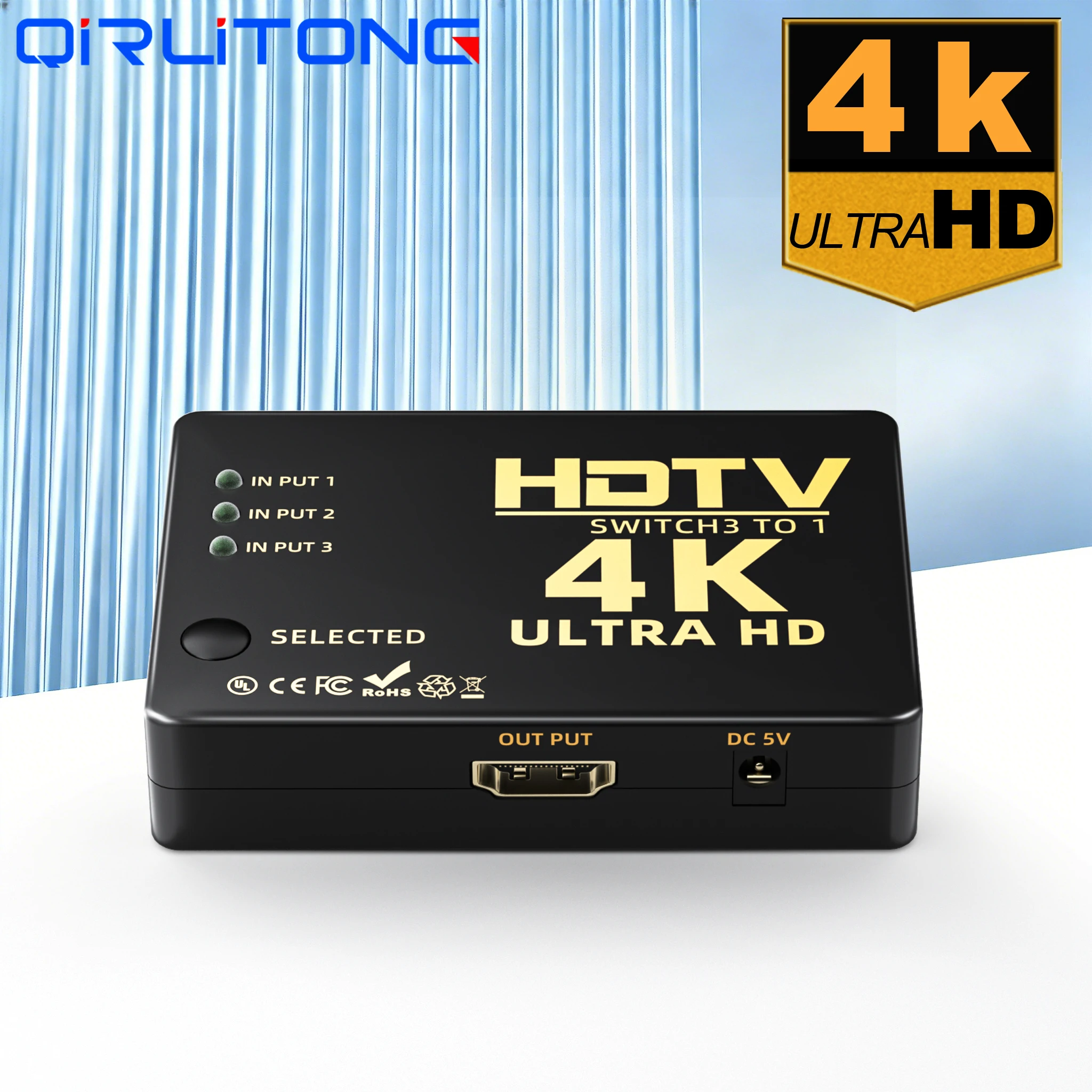 4K 2K HDMI 3x1 Switcher 3 in 1 Out 4K30Hz Switcher Dual Switching