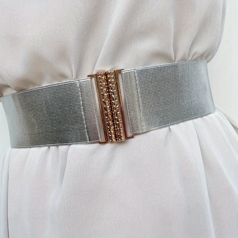 New Women's Fashion Silver Belt Waist Cover Simple and Versatile Decorative Skirt Elastic Belt Lr114