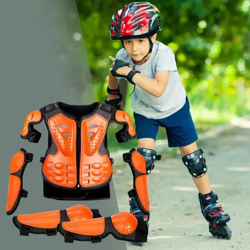 Kids Chest Protector Motocross Kids Motorcycle Protective Suit Riding Protective Gear With Knee Elbow Arm Shoulder Protection