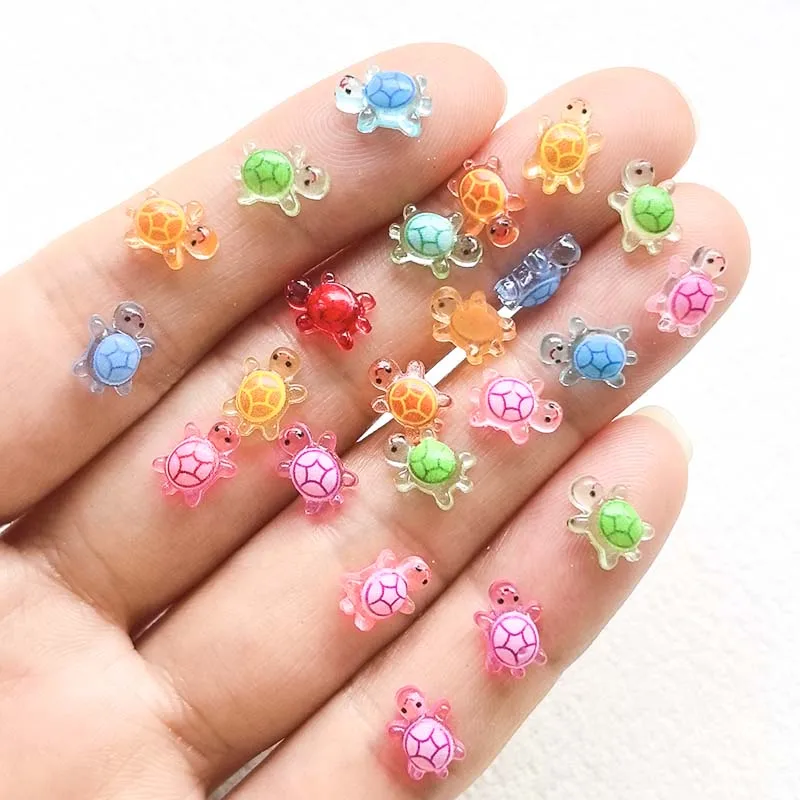 100/200 mini strass de resina em formato de tartaruga de 7 * 11mm, adequados para fabricação de joias DIY, acessórios de decoração para unhas.