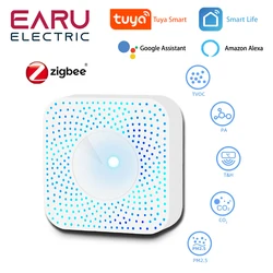 Tuya Zigbee Smart Air governante PM2.5 formaldeide VOC CO2 temperatura umidità 6 In 1 Smart Air Box Sensor Automation Alarm