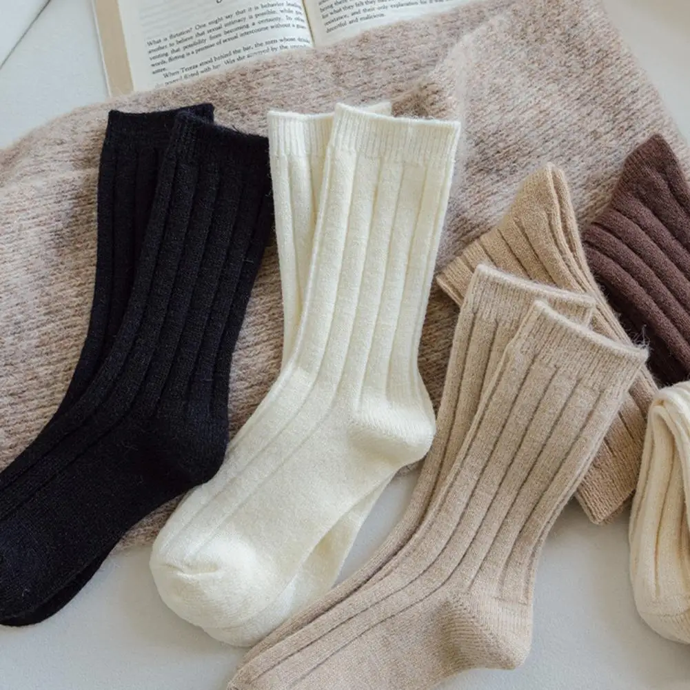 

Comfortable Socks Women Socks Cozy Vintage Japanese Style Women's Winter Socks Thick Knitted Soft Warm with High Elasticity