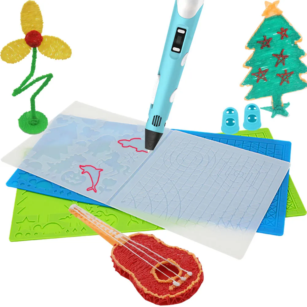 3D Printing Pen Silicone Mat DIY Creative Drawing Template Pad With Heat-proof Finger Sleeve Art Tools Christmas Gift for Kids