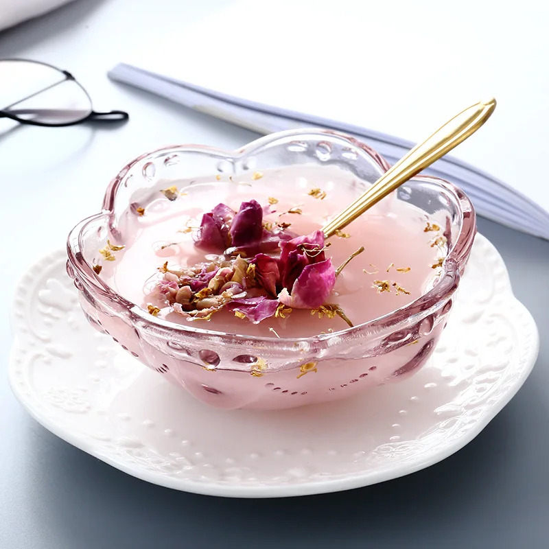 花びらデザートボウル金縁桜デザインクリエイティブ鳥の巣スープボウルカラフル家庭用