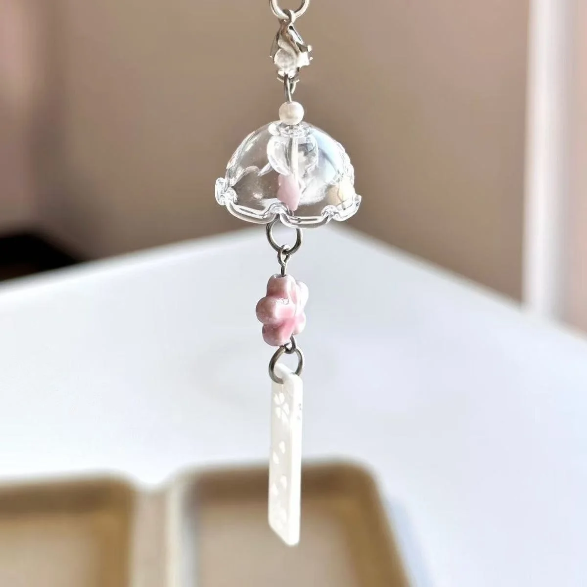 

Cute Sakura Phone Charm, Pink Aesthetic Beaded Phone Lanyard, Y2K Girly Phone Chain, Compatible with Most Cell Phones