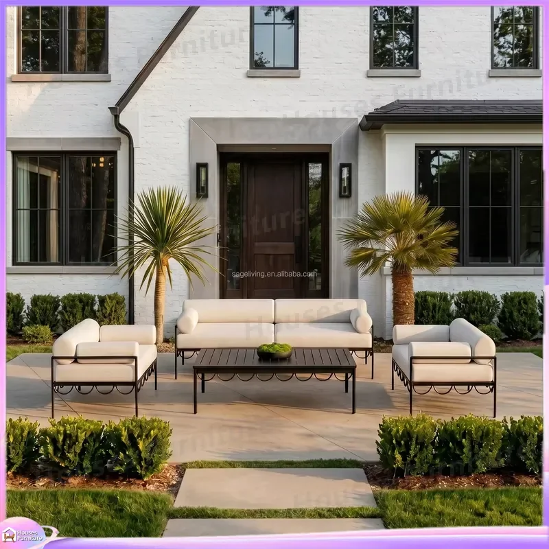 Luxury Aluminum Outdoor Sofa Set Modern Waterproof Garden Furniture Patio Sectional Couch for Hotel Villa Resort Yard Decor