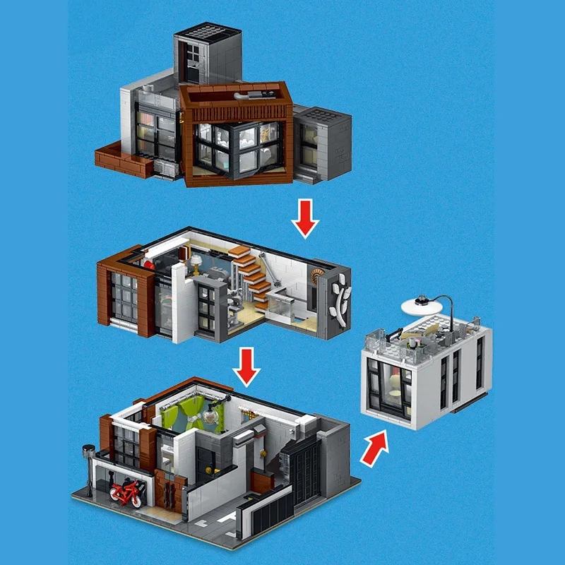 3623PCS Modular Building Modern Villa Model City Street View Series Educational Assembly Toys Blocks MOC Brick Kids Gift