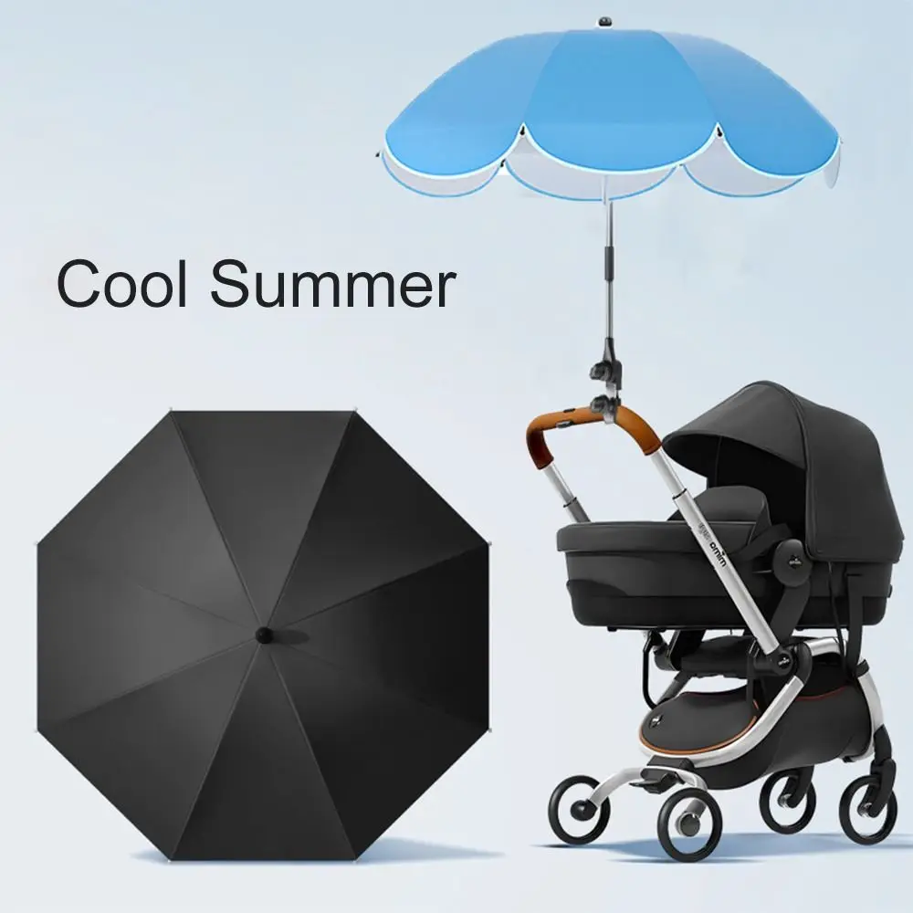 

360° Baby Stroller Folding Umbrella Adjustable UV Sun Rain Protection Baby Pram Parasol Outdoor Sunshade Pushchair Canopy