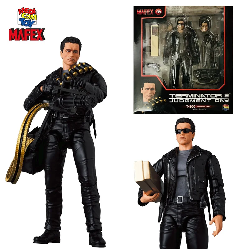 Medicom Toy Mafex 199 T-800 Terminator 2 Judgment Day 16Cm Anime Original Action Figure Model Kit Toy Birthday Gift Collection