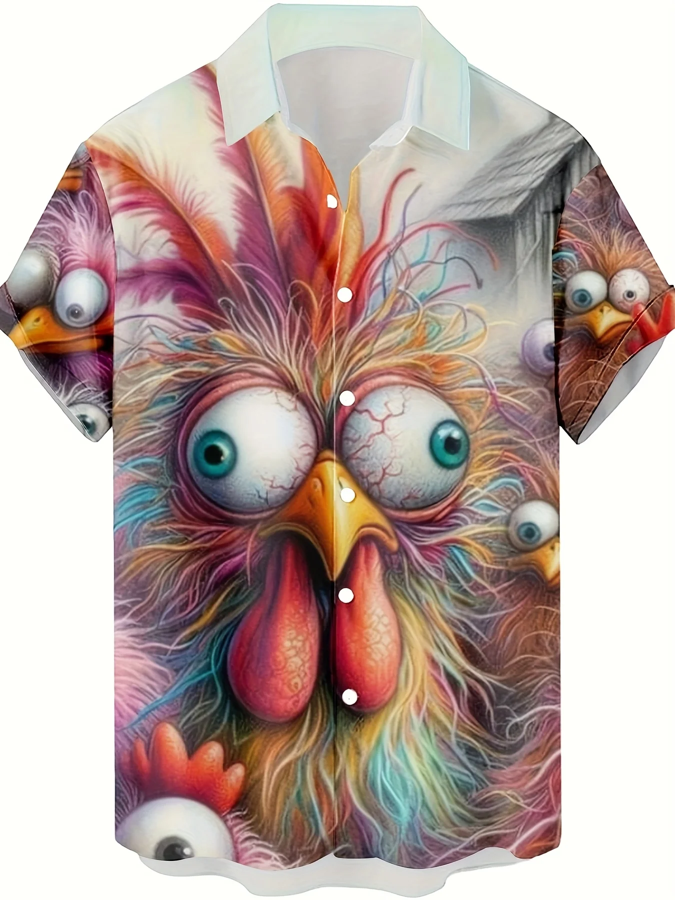 Men Shirts Funny Animal Rooster Pattern 3D Print Men's Fashion Casual Shirt  Hip Hop Rock Street Style Hawaiian Tops