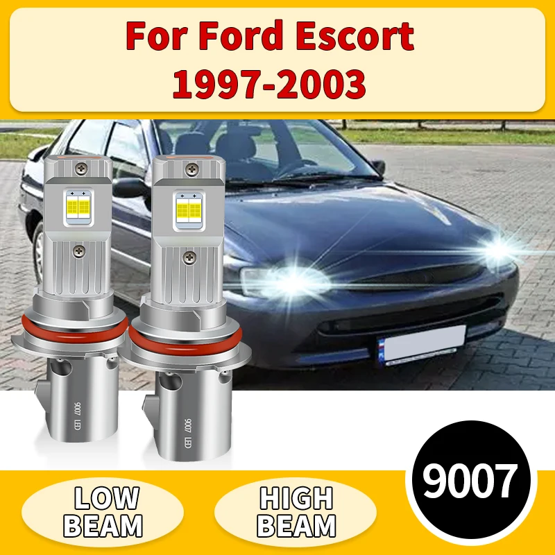 

2PCS For Ford Escort 1997 1998 1999 2000-2003 9007 LED Headlights Canbus HB5 CSP Car Lights 6000K White Auto High Low Beam Lamp