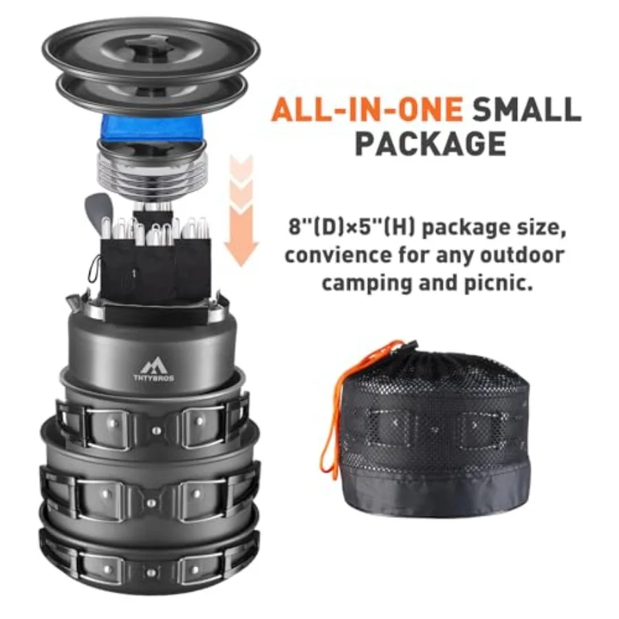 27pcs Portable Camping Cookware Set for 2-4 People Including Kettle Pots Pans Stainless Steel Utensils Plates and Dishware Dura