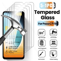 5-1Pcs Clear 9H Tempered Glass Case For Poco C71 4G Global Protective Glass PocoC71 Screen Protector On Poko Little C71 C 71 71C