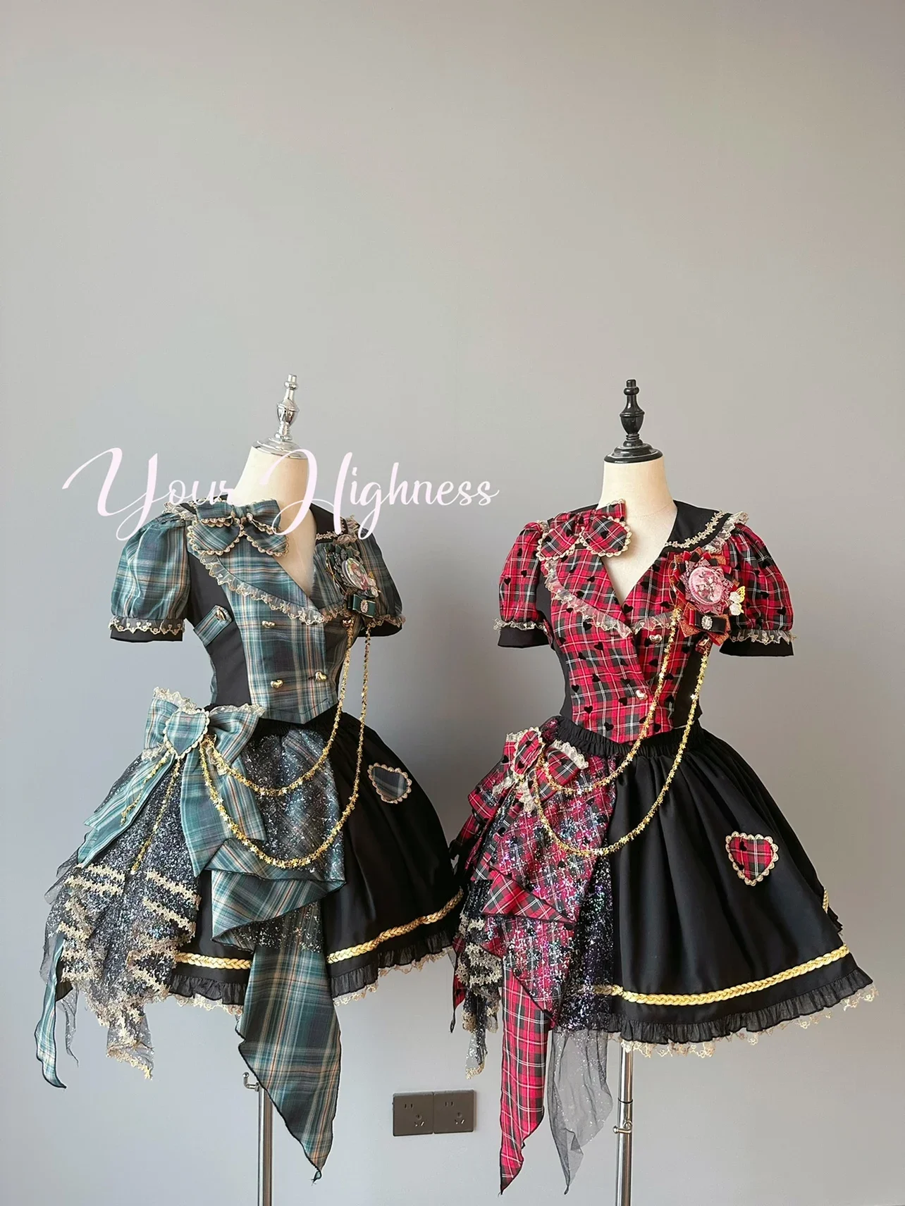 Song-Promotion Costume Plaid Lolita Little Idol Two-Piece Set Women\'s Group Style Performance Dresses Girl Women\'s Party Dress