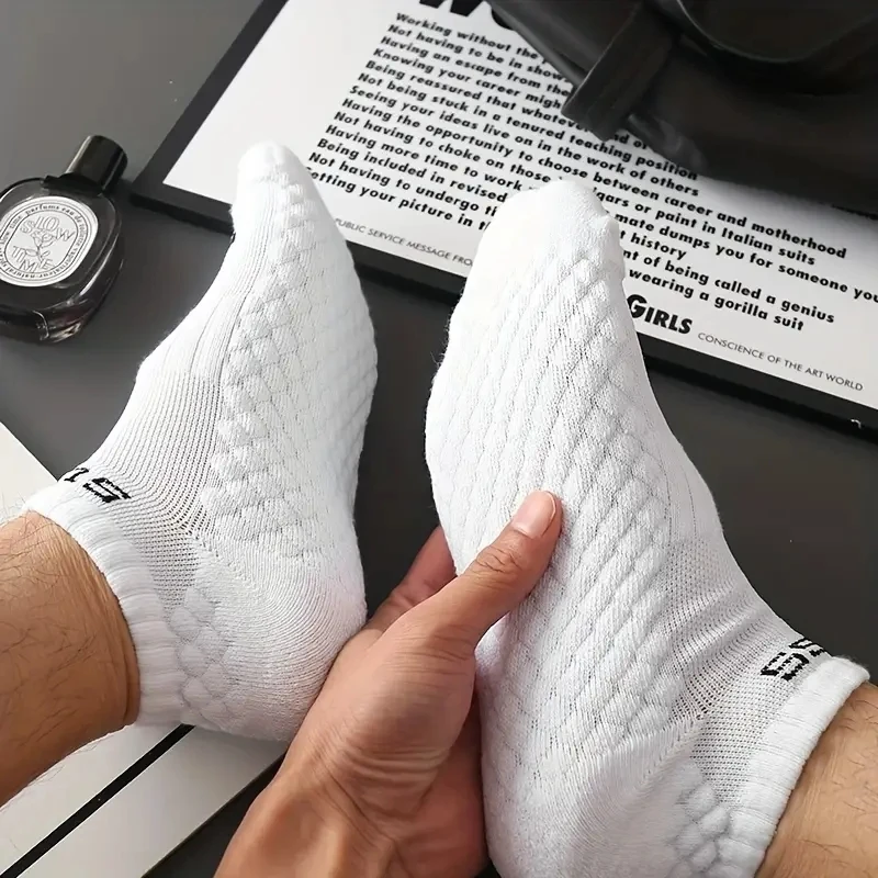 4/8 pares de calcetines deportivos tobilleros para hombre, calcetines deportivos informales suaves de nailon transpirable blanco de verano