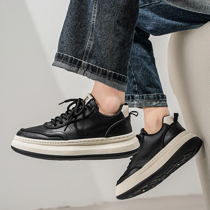 

Новая мужская удобная и модная повседневная универсальная модная обувь большого размера на плоском каблуке с круглым носком и шнуровкой на толстой подошве