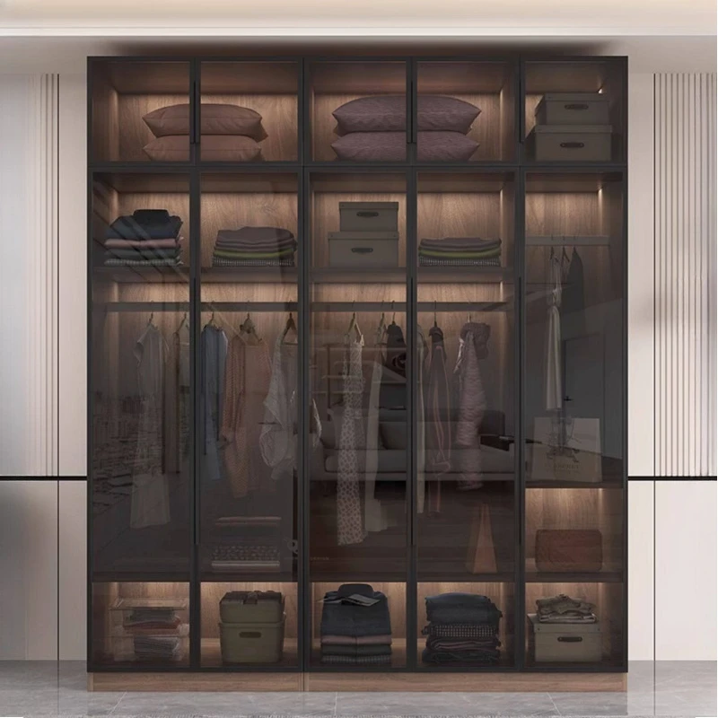 

Многофункциональный раздвижной шкаф-купе: легкий люкс, современный минимализм, стеклянный гардероб для дома, мебель для хранения одежды