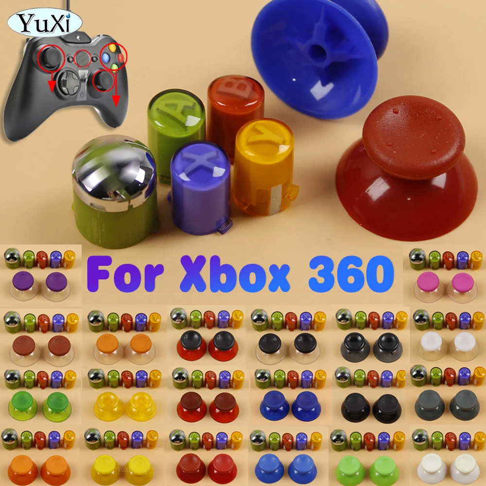 

1Set For Xbox 360 3D Along Joystick Thumbstick Cover ABXY Button Cap Gamepad Controller Colorful DIY Replacement Accessories