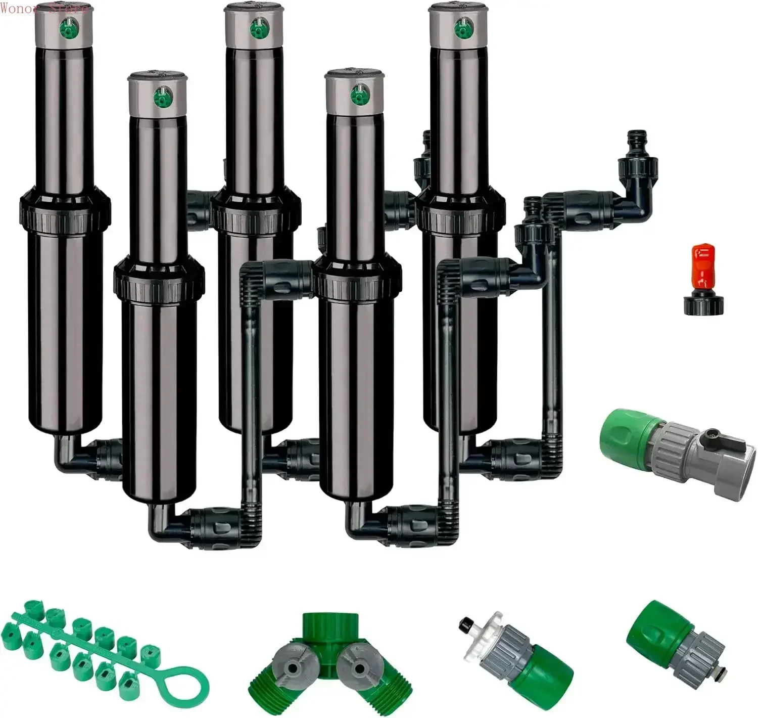 

（XMSJ-Hot）745 In-Ground 5-Inch Pop-Up Adjustable Sprinkler 5-Pack With Quick Hose Connectors And Splitters