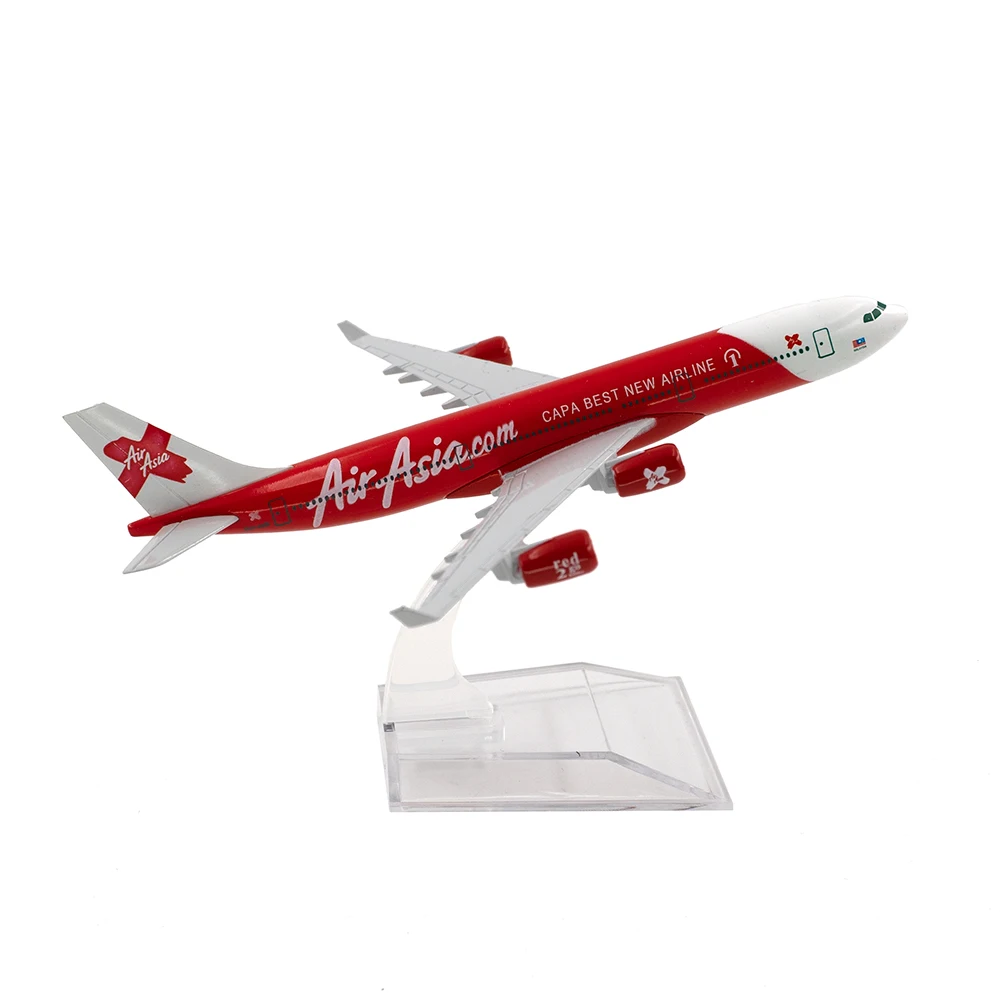 1/400 Scale Alloy Aircraft Airbus a340 Air Asia 16cm Plane Model Toys Decoration Children Kids Gift for Collection