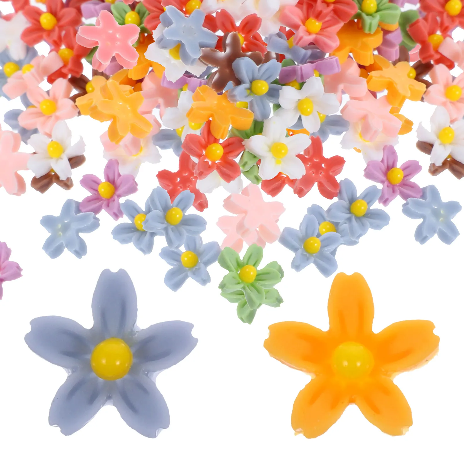 

100pcs Cherry Blossom Stickers Flatback Resin Flower Charms Beads Manicure Decor Diy Phone Shell Wear-Resistant Nail Art