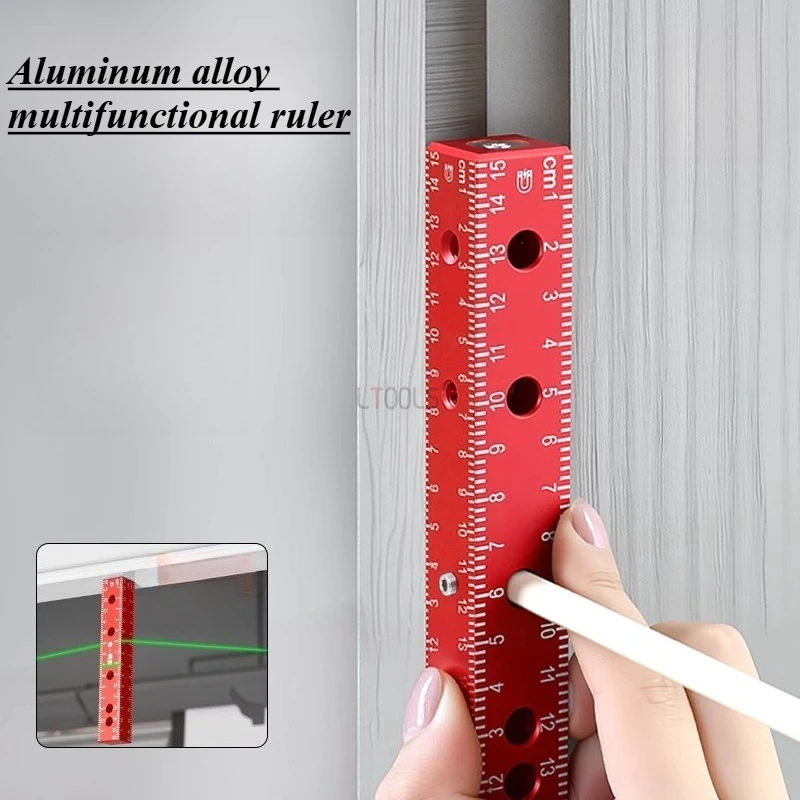 

Woodworking Aluminum Alloy Four Sided Positioning Square Drilling Alignment Decorative Strip Installation Cabinet Door Tool