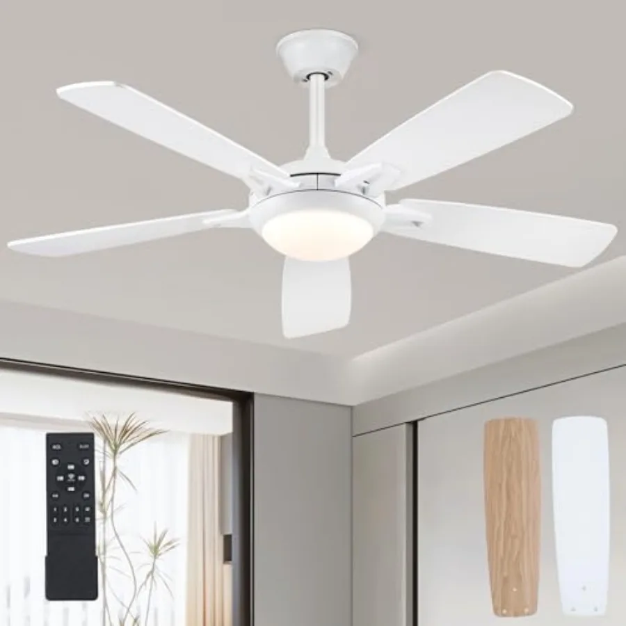

Ceiling Fans with Lights and Remote Modern Indoor Outdoor Ceiling Fan for Bedroom Living Room Patio Porch 6 Speeds Reversible Q