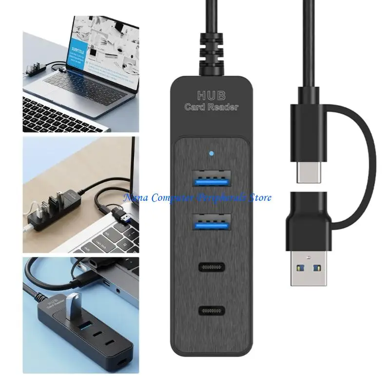 

F68C Multifunctional USB C Adapters Hubs USB3.0 USB2.0 Port for Enhanceds Productivity Workspaces